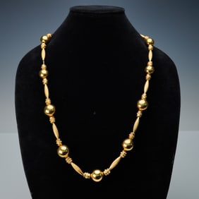 Monet Gold Tone Beaded Necklace