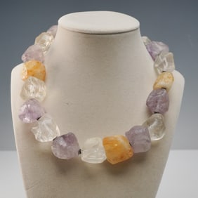 Natural Multicolor Quartz Gemstone Necklace