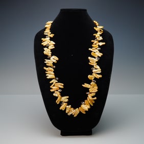 Estelle Gold Baroque Pearl Necklace With Crystal Accents