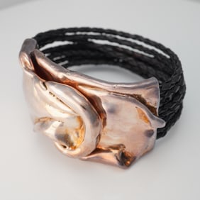 Braided Bracelet With Sculptural Clasp, Marked Israel