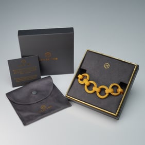 Julie Vos Gold Link Toggle Bracelet With Box