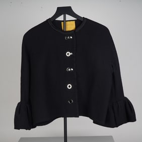 Lanvin Black Wool Jacket with Fluted Cuffs