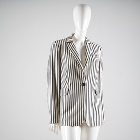 Akris Punto Black & White Striped Wool Blazer