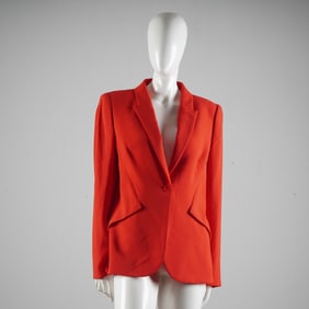 Elie Tahari Red Structured One-Button Blazer