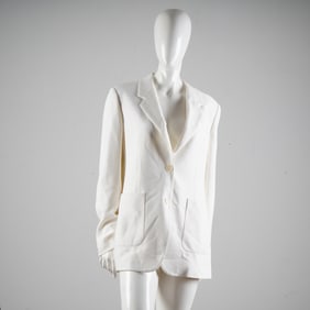 MaxMara Ivory Textured Cotton Blazer Made in Italy