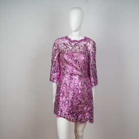 Dolce & Gabbana Metallic Lace Cocktail Dress