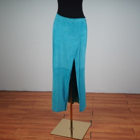 Dolce & Gabbana Turquoise Suede Maxi Skirt