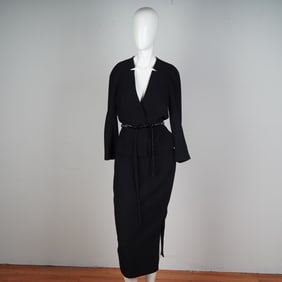 Richard Tyler Couture Black Textured Wool Skirt Suit