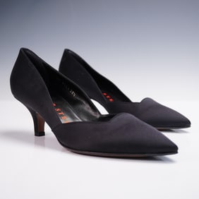 Walter Steiger Black Satin Pointed Toe Pumps