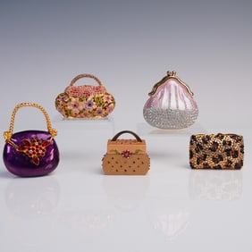 5pc Jeweled Purse-Shaped Trinket Boxes