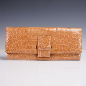 Hattie Italian-Made Clutch in Genuine Alligator Leather