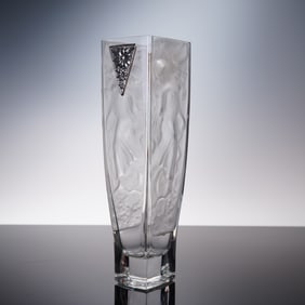 Lavorazione Artigianale Ottaviani Crystal Vase with Sterling Silver Accents