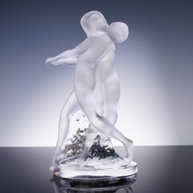 Lalique Crystal Figurine, Deux Danseuses Signed