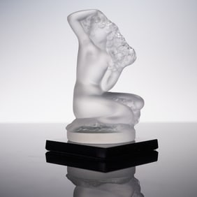 Lalique Crystal Figurine, Kneeling Nude Woman