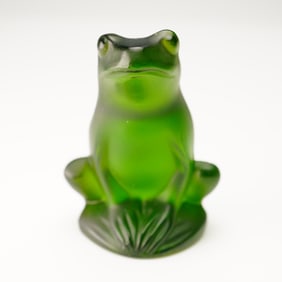Lalique Crystal Figurine, Green Frog
