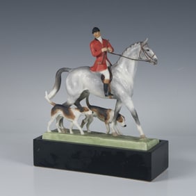 Royal Worcester Bone China Figurine, Huntsman & Hounds