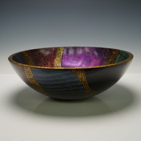 Hand-Painted Decorative Wood Bowl by Adair Karlin