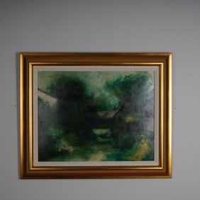 Original Oil on Canvas, Forest Mill Landscape, Signed