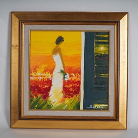 Emile Bellet, Original Oil on Canvas, Solar Woman, Signed