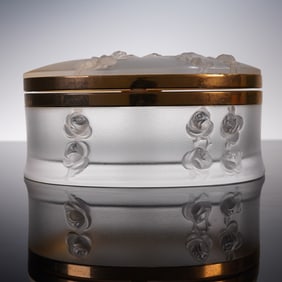 Lalique Crystal Coppelia Rose Dresser Box