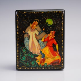 Russian Lacquer Box, Fairy and Firebird Tale, Signed and Dated 1992