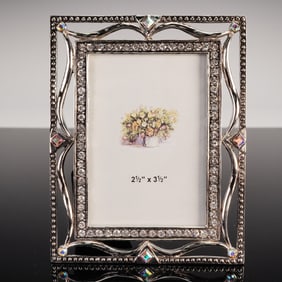 Jeweled Silver-Tone Picture Frame with Box