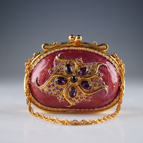 Rucinni Enameled & Jeweled Miniature Purse Trinket Box