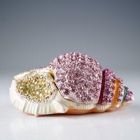 Rucinni Jeweled Enamel Conch Shell Box