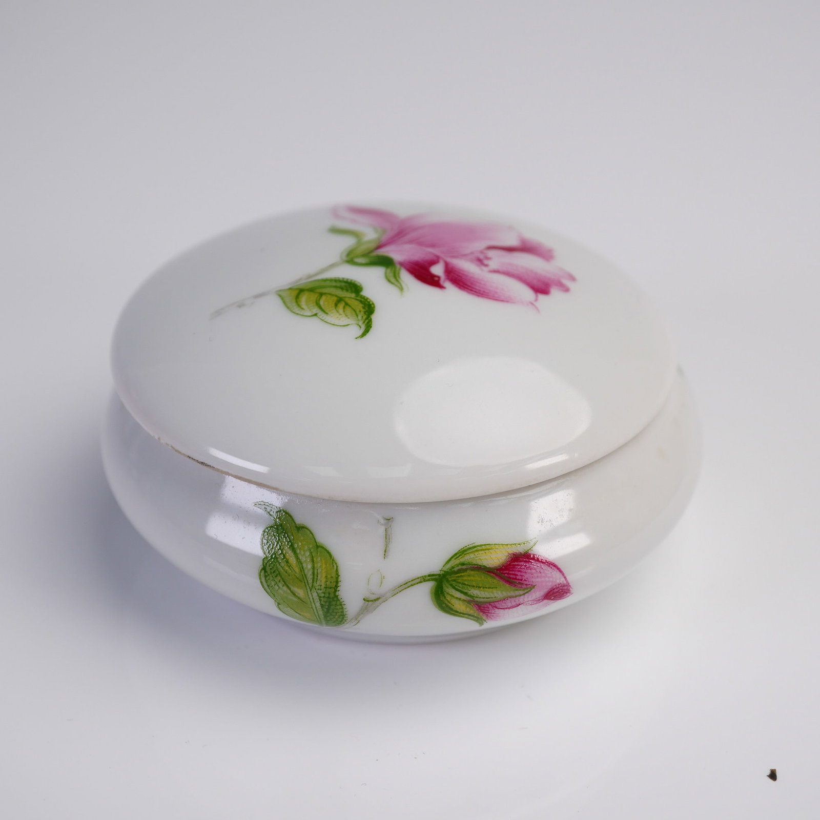 M.T. Nicolas Limoges Porcelain Round Box with Floral Decoration (1 of 4)