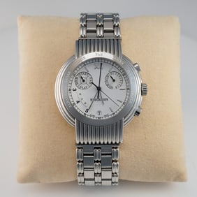 Boucheron Chronogolf Stainless Steel Wristwatch, White Dial & Dual Strap