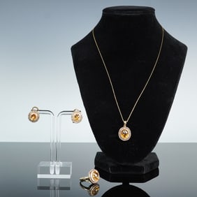 Estate 14kt Suite of Diamonds and Citrine