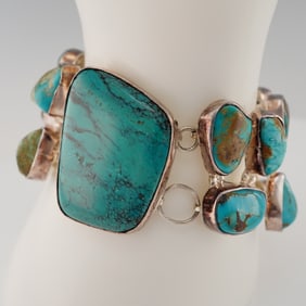 Sterling Silver and Turquoise Link Bracelet