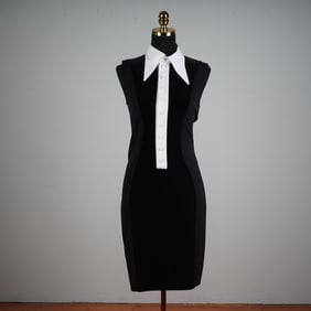 Givenchy Paris Sleeveless Tuxedo-Style Black Dress