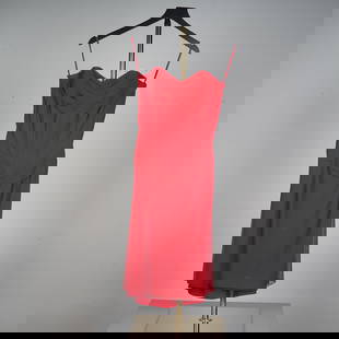 Vicky Tiel Couture Red Ruched Corset Dress: Command attention with this bold and sultry red dress from Vicky Tiel Couture, known for designing showstoppers that embrace glamour and femininity. This stunning cocktail-length dress features a fitt