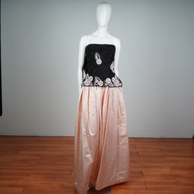 Fabrice Couture Strapless Embroidered Bustier w/ Evening Satin Skirt