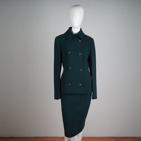 Dolce & Gabbana 2pc Green Wool Skirt Suit