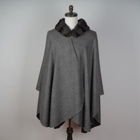 Loro Piana Cashmere Cape with Chinchilla Fur Collar