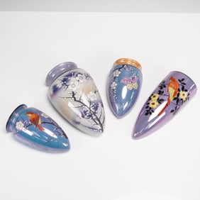 4pc Japan Lusterware Wall Pocket Vases