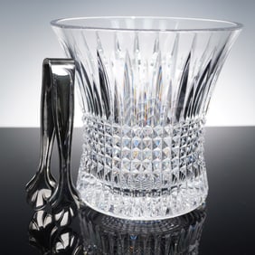 2pc Waterford Lismore Diamond Ice Bucket and Tongs