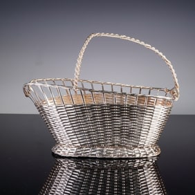 French Silverplate Wine Bottle Basket