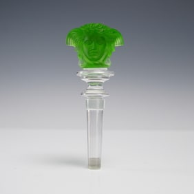Rosenthal Versace Medusa Crystal Wine Bottle Stopper - Green