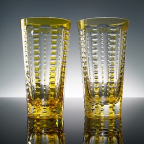 Pair of William Yeoward Crystal Lulu Yellow Highball Glasses