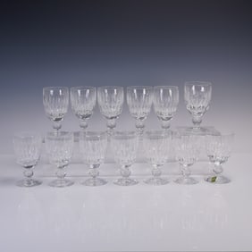 13pc Waterford Crystal Wine Glasses, Maureen Cut