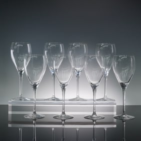8pc Christofle Crystal Water Goblets, Albi