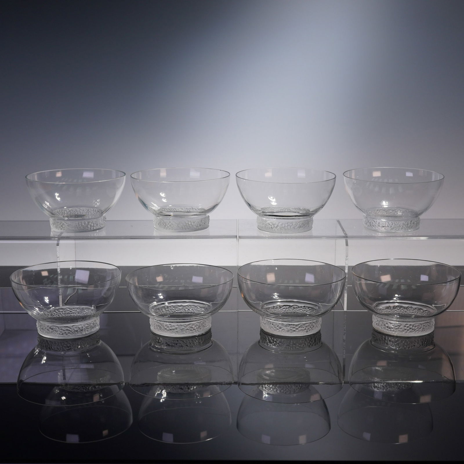 8pc Lalique Crystal "St. Hubert" Footed Bowls (1 of 6)