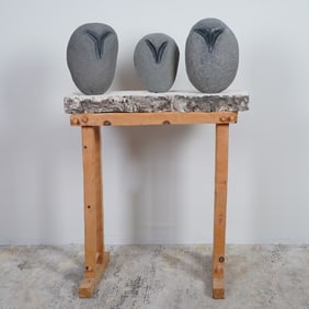 William Reed, Monkey See, Carved Basalt Stones on Coral Sculpture