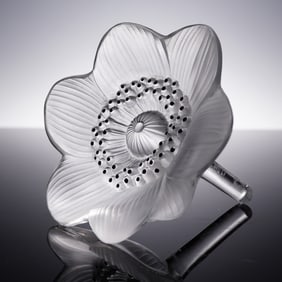 Lalique Crystal Floral Sculpture, Anemone