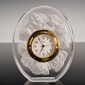 Christian Dior Crystal Rose Motif Desk Clock
