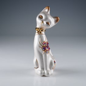 Rucinni Enamel Cat Trinket Box with Crystals & Original Box
