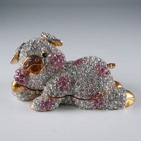Rucinni Jeweled Crystal Pig Trinket Box